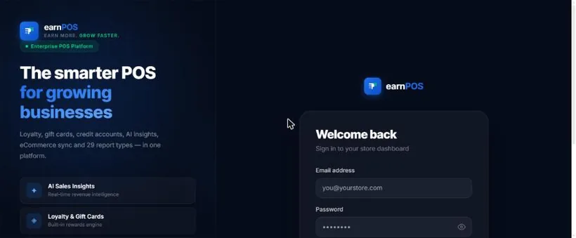 EarnPOS website screenshot