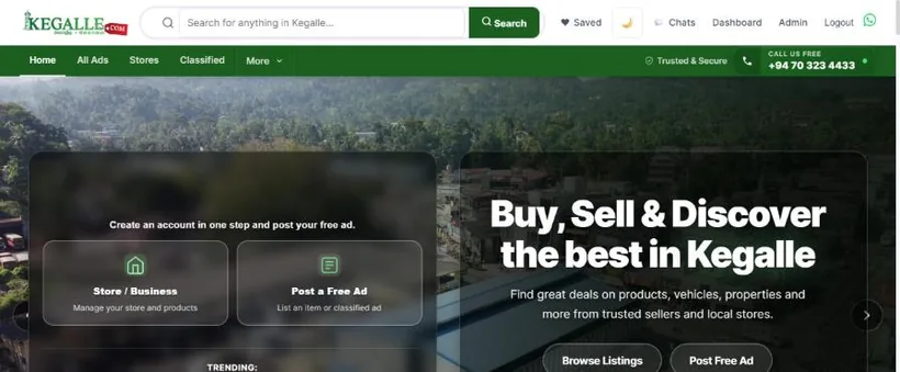 Kegalle Marketplace website