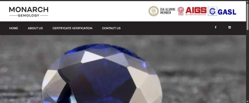 Monarch Gemology website screenshot